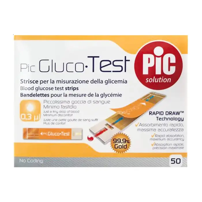 QUE THỬ ĐƯỜNG HUYẾT PICGLUCO TEST PIC SOLUTION 50 QUE